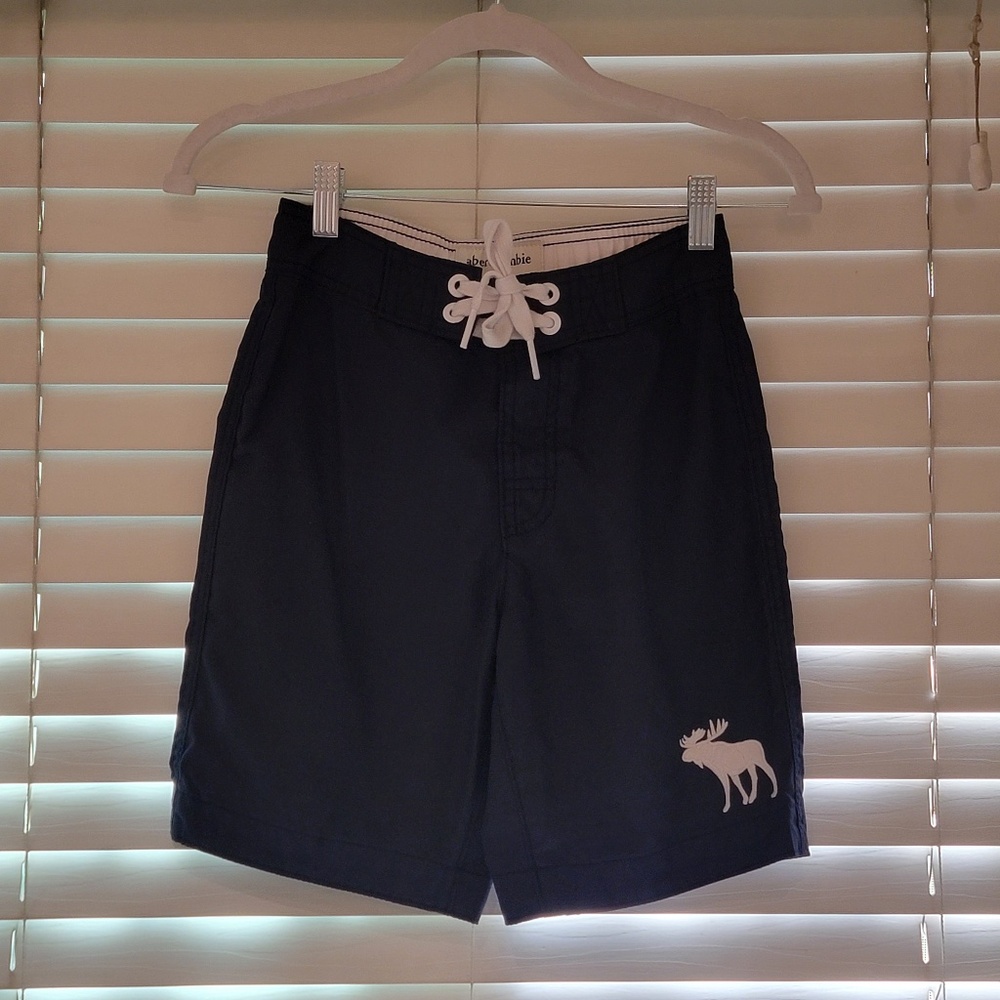 Abercrombie & Fitch Board Shorts Boys Size Medium Blue Swim Trunks Moose Logo